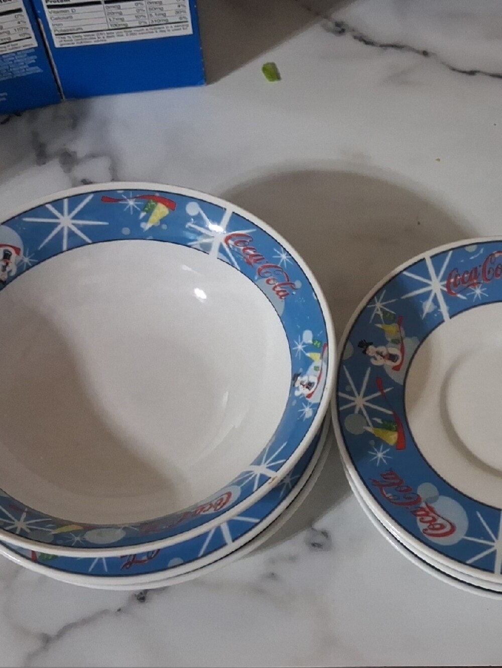 Coca Cola Holiday Themed '1980's Laugh Snowman Bowl N Saucers